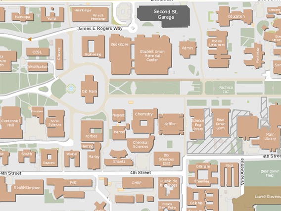 graphic of the UArizona campus map